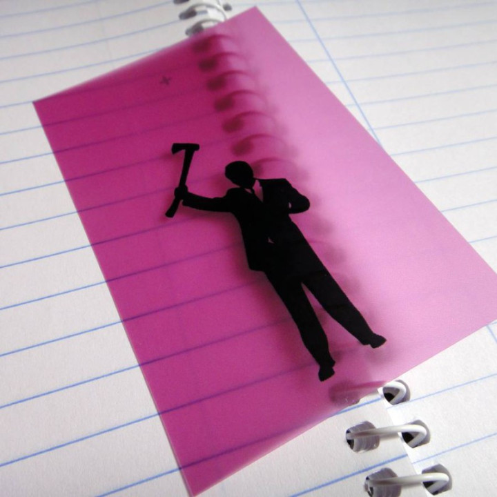 Zombie killer silhouette on a violet background