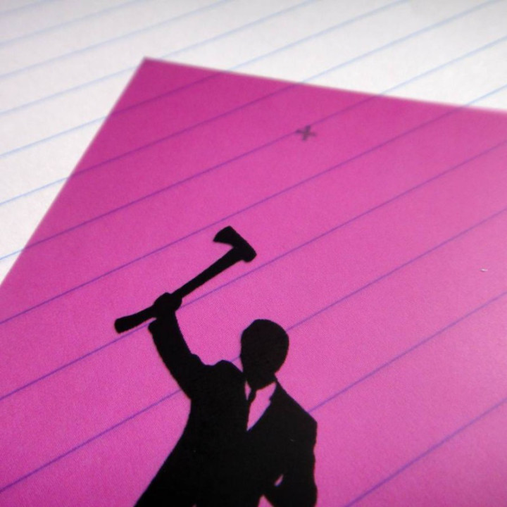 Zombie killer silhouette on a violet background