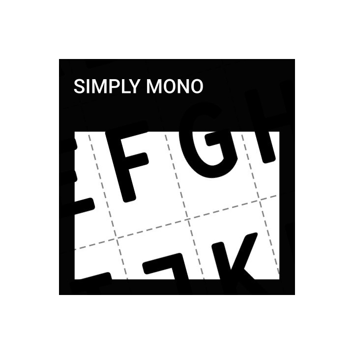Alphabet of the Simply Mono font family.
