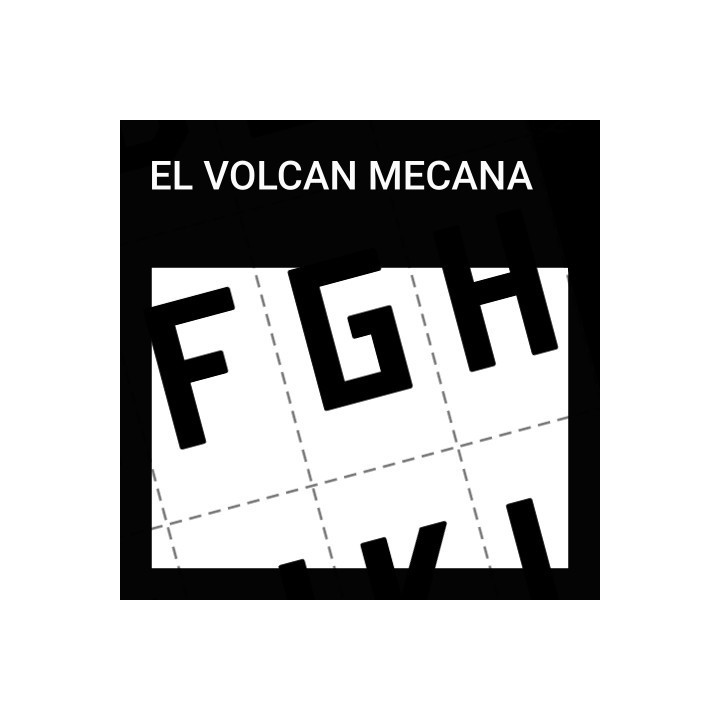Alphabet of the El Volcano Mecana font family.