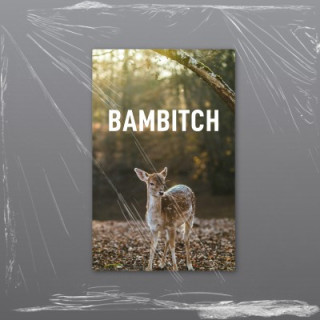 A bold and playful forest‑themed design featuring a young deer in warm woodland light, contrasted with a cheeky, modern text ove