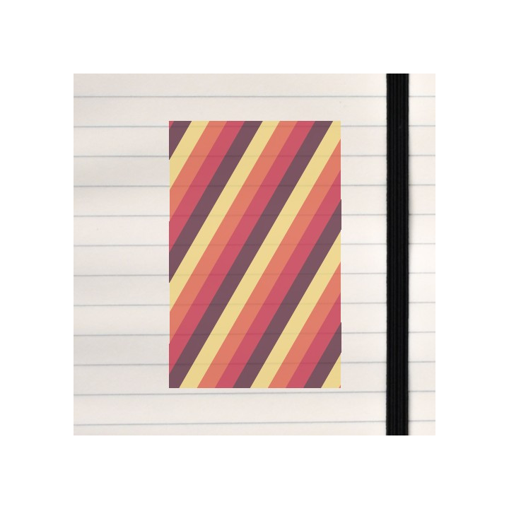 This design is a bold diagonal‑stripe pattern made of repeating bands in deep maroon, red, orange, and yellow, creating a warm a
