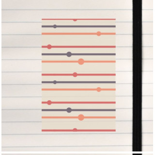 A clean, modern pattern of horizontal colored lines, each marked with a single circular node placed at varying positions.