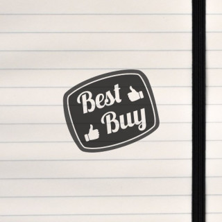 A bold black badge featuring “Best Buy” in white script with surrounding thumbs‑up icons.