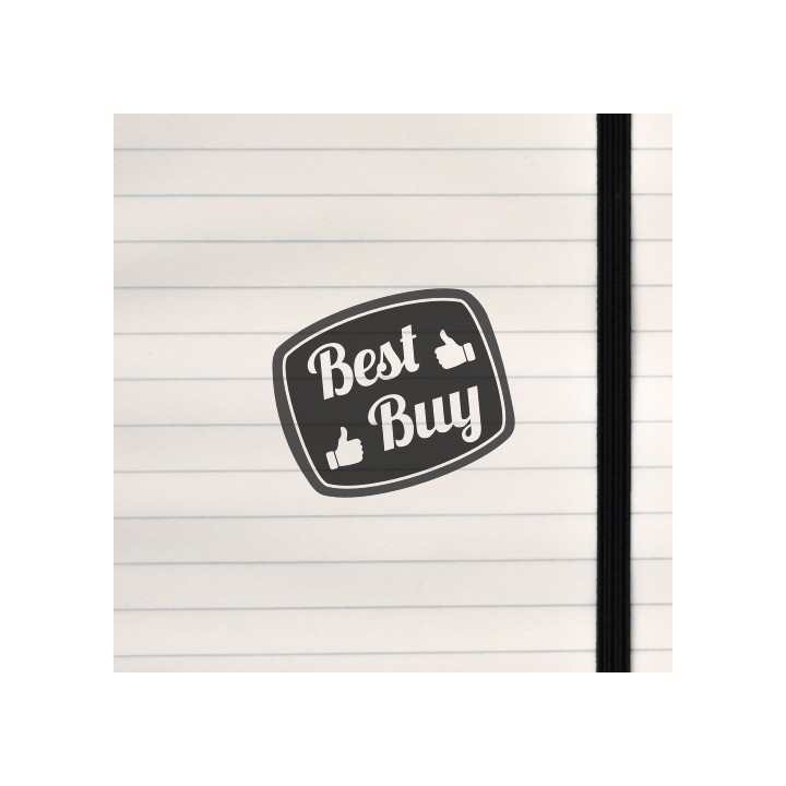 A bold black badge featuring “Best Buy” in white script with surrounding thumbs‑up icons.