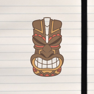 A stylized tiki mask with bold lines, carved‑wood textures, and a dramatic, expressive face.