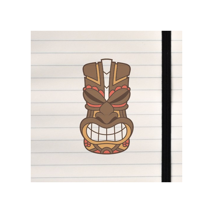 A stylized tiki mask with bold lines, carved‑wood textures, and a dramatic, expressive face.