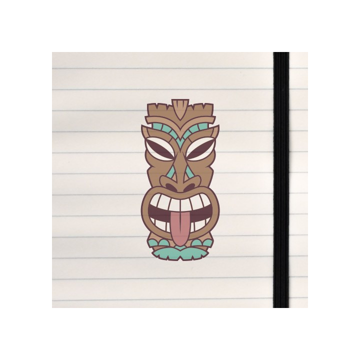 A stylized tiki mask with bold lines, carved‑wood textures, and a dramatic, expressive face.