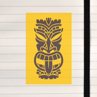 A stylized tiki mask with bold lines, carved‑wood textures, and a dramatic, expressive face.