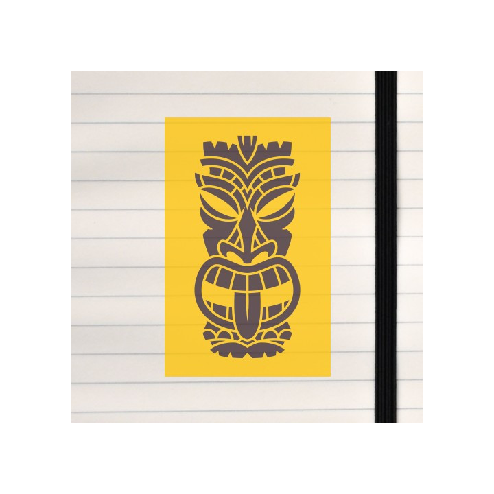 A stylized tiki mask with bold lines, carved‑wood textures, and a dramatic, expressive face.