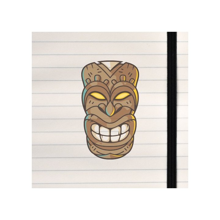 A stylized tiki mask with bold lines, carved‑wood textures, and a dramatic, expressive face.