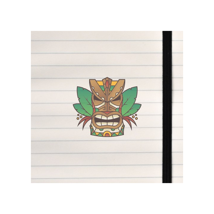 A stylized tiki mask with bold lines, carved‑wood textures, and a dramatic, expressive face.