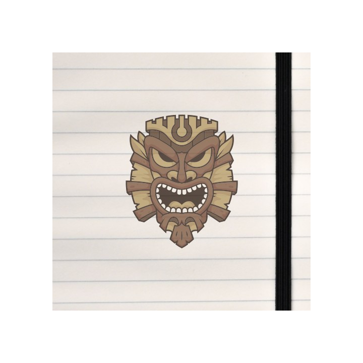 A stylized tiki mask with bold lines, carved‑wood textures, and a dramatic, expressive face.