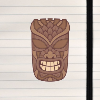 A stylized tiki mask with bold lines, carved‑wood textures, and a dramatic, expressive face.