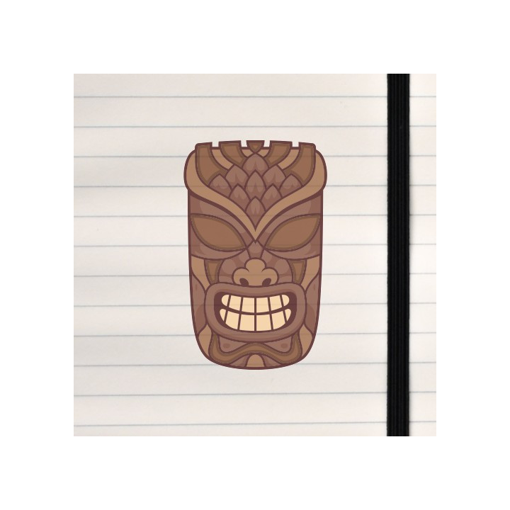A stylized tiki mask with bold lines, carved‑wood textures, and a dramatic, expressive face.