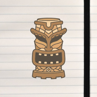 A stylized tiki mask with bold lines, carved‑wood textures, and a dramatic, expressive face.