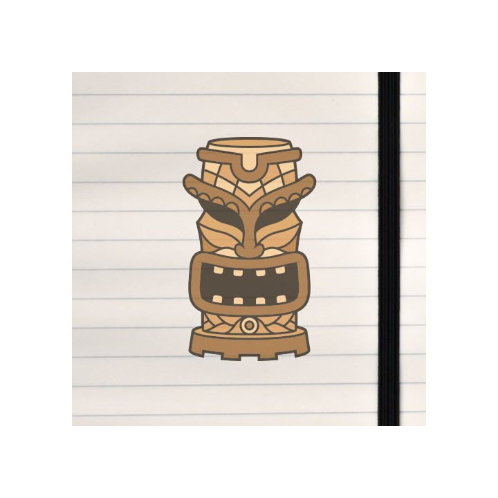 A stylized tiki mask with bold lines, carved‑wood textures, and a dramatic, expressive face.
