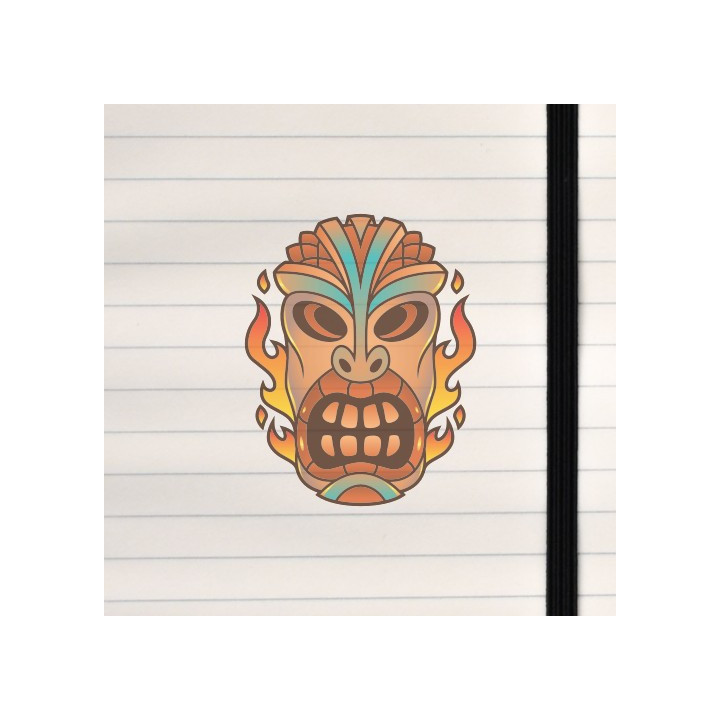 A stylized tiki mask with bold lines, carved‑wood textures, and a dramatic, expressive face.