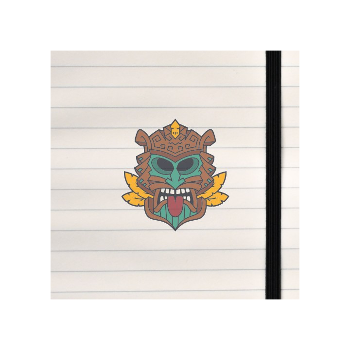 A stylized tiki mask with bold lines, carved‑wood textures, and a dramatic, expressive face.