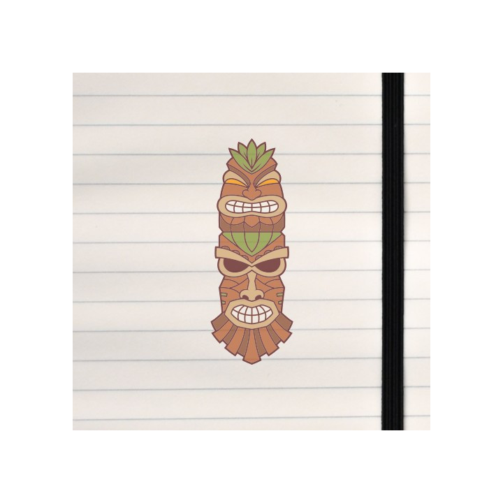 A stylized tiki mask with bold lines, carved‑wood textures, and a dramatic, expressive face.