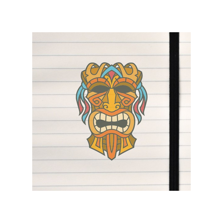 A stylized tiki mask with bold lines, carved‑wood textures, and a dramatic, expressive face.