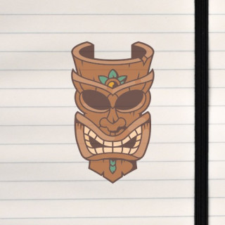A stylized tiki mask with bold lines, carved‑wood textures, and a dramatic, expressive face.