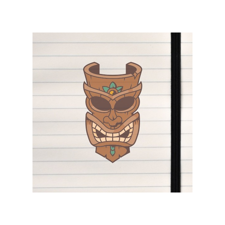 A stylized tiki mask with bold lines, carved‑wood textures, and a dramatic, expressive face.