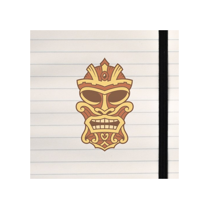 A stylized tiki mask with bold lines, carved‑wood textures, and a dramatic, expressive face.