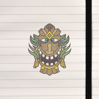 A stylized tiki mask with bold lines, carved‑wood textures, and a dramatic, expressive face.