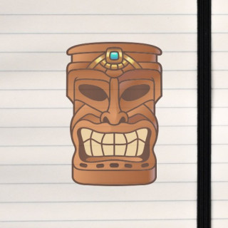 A stylized tiki mask with bold lines, carved‑wood textures, and a dramatic, expressive face.