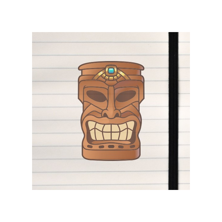 A stylized tiki mask with bold lines, carved‑wood textures, and a dramatic, expressive face.