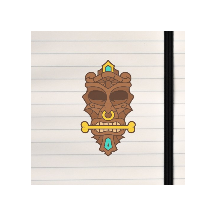 A stylized tiki mask with bold lines, carved‑wood textures, and a dramatic, expressive face.