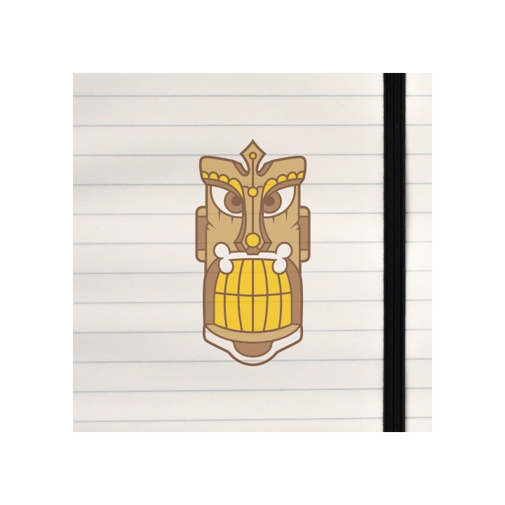 A stylized tiki mask with bold lines, carved‑wood textures, and a dramatic, expressive face.