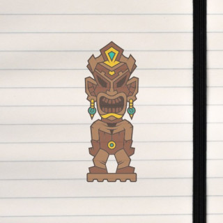 A stylized tiki mask with bold lines, carved‑wood textures, and a dramatic, expressive face.