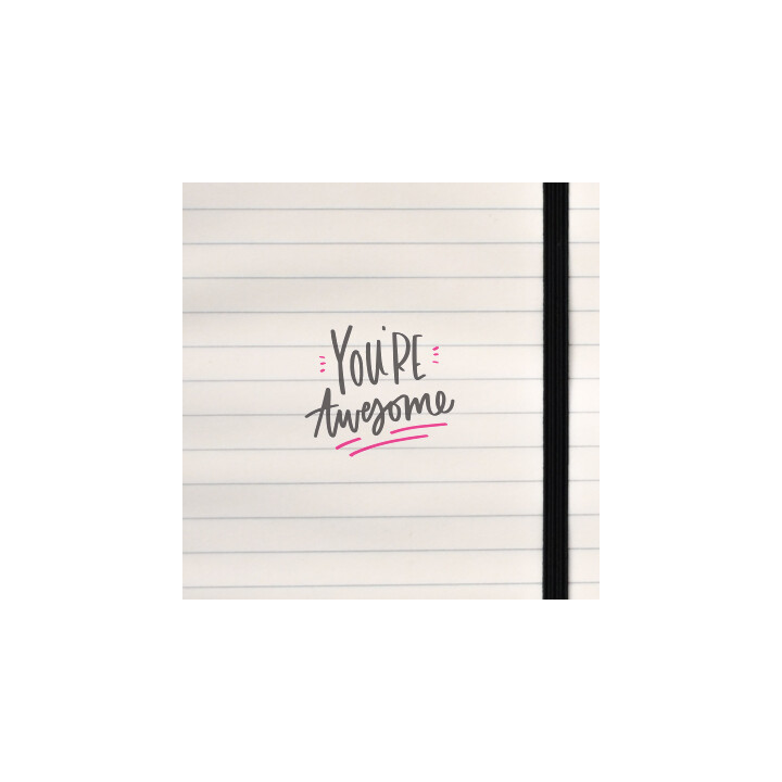 A playful hand‑lettered “You’re awesome” design with bold black lettering and soft pink accents.