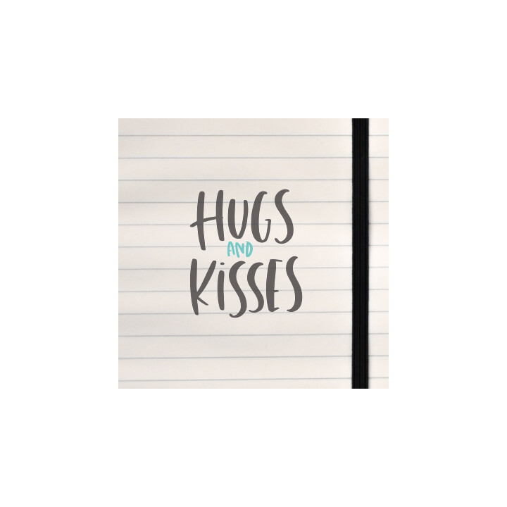 A bold, hand‑lettered “Hugs and Kisses” design with playful contrast and warm charm.