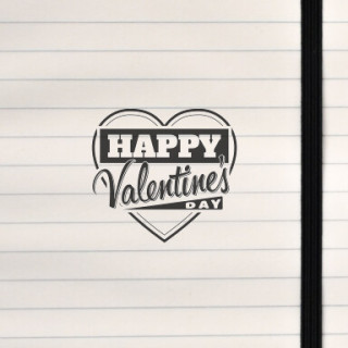 A bold, festive heart‑shaped design celebrating Valentine’s Day with modern typographic flair.