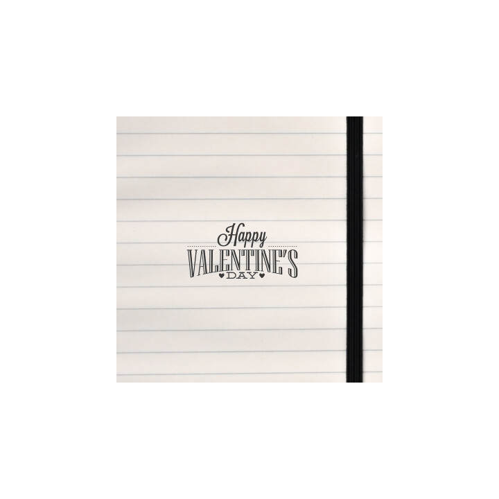 A decorative black‑and‑white Valentine’s design featuring expressive typography and subtle heart accents.