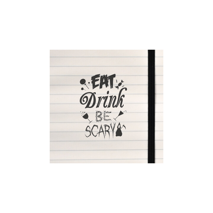 A bold Halloween typographic design combining playful treats, spooky lettering, and a grim reaper silhouette.