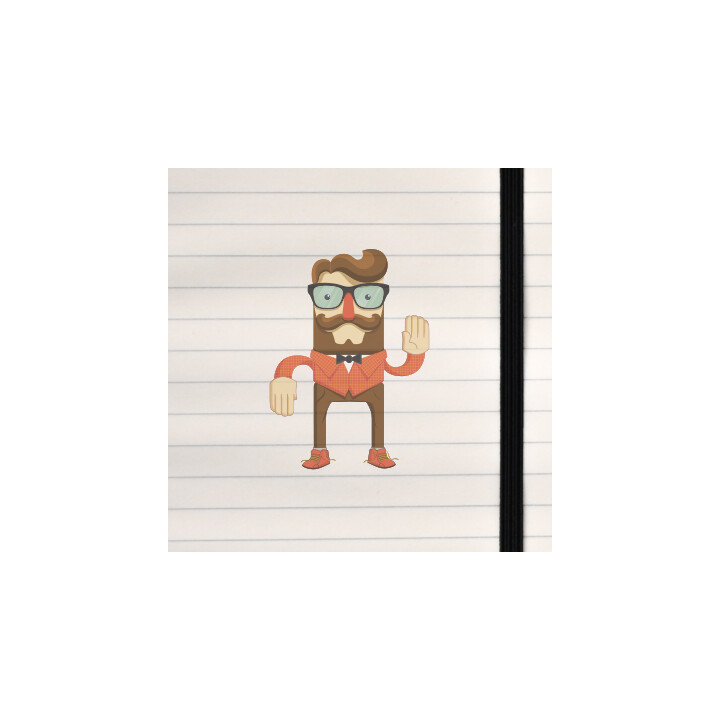 A playful geometric character design featuring bold shapes, bright colors, and expressive personality.