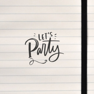 A lively, handwritten party message bursting with movement, excitement, and festive energy.