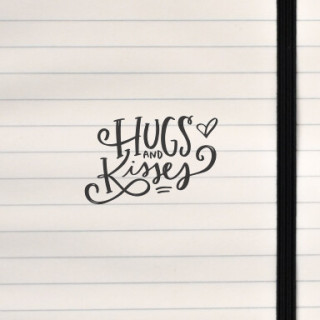 A sweet, affectionate message expressed through flowing calligraphy and soft decorative accents.