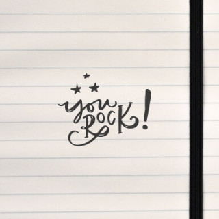 A fun, uplifting message expressed through lively script lettering and star accents.