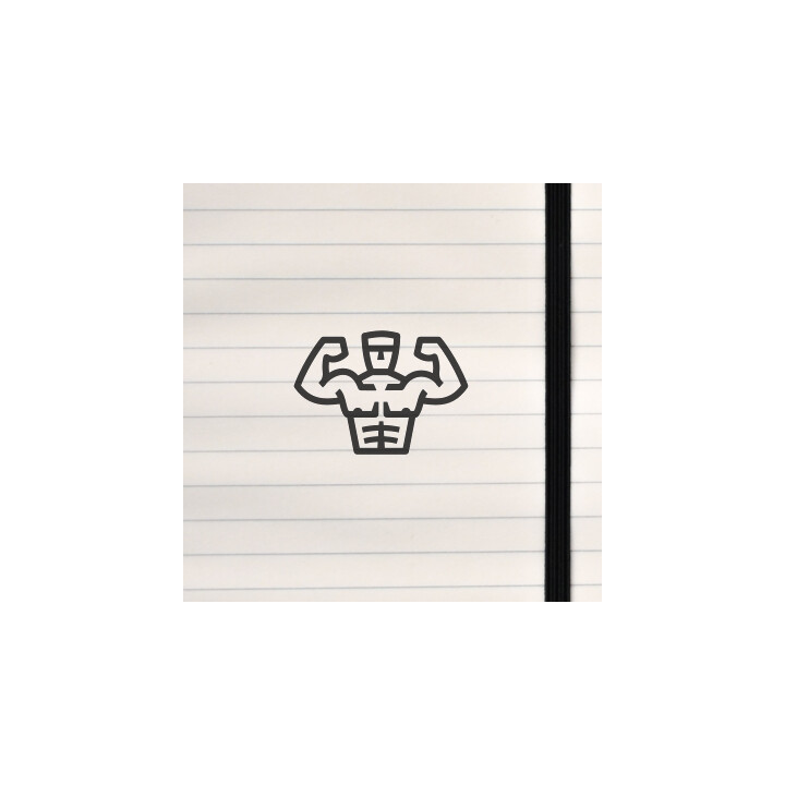 A bold, high‑impact strength emblem built from clean geometric muscle silhouettes.