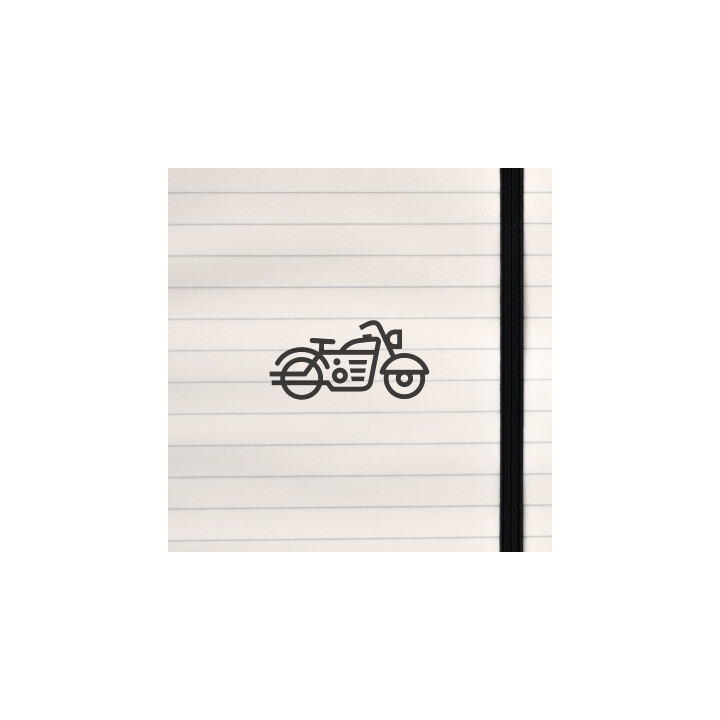 A streamlined motorcycle emblem built from bold geometric lines and pure motion.