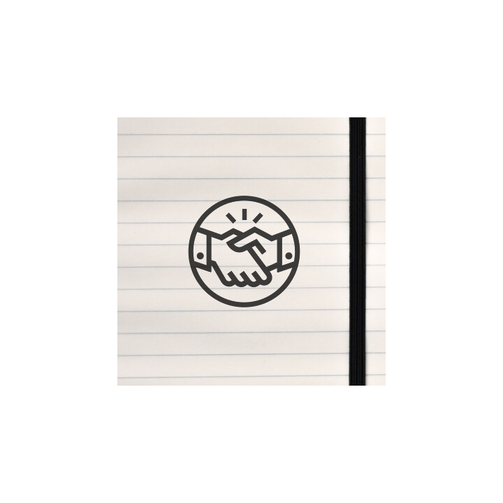 A clean handshake emblem framed in a circle, designed for instant recognition and transparent‑background deployment.