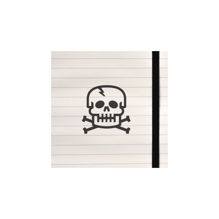 A sharp, stylized skull emblem with crossed bones and a lightning‑charged twist for maximum visual punch.