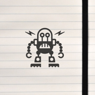 A bold, geometric robot emblem with energetic accents and a clean, tech‑friendly silhouette.