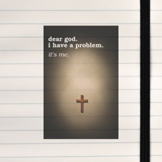 A solemn, introspective design that confronts personal accountability through a quiet spiritual lens.