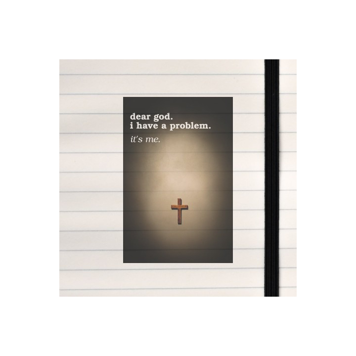 A solemn, introspective design that confronts personal accountability through a quiet spiritual lens.